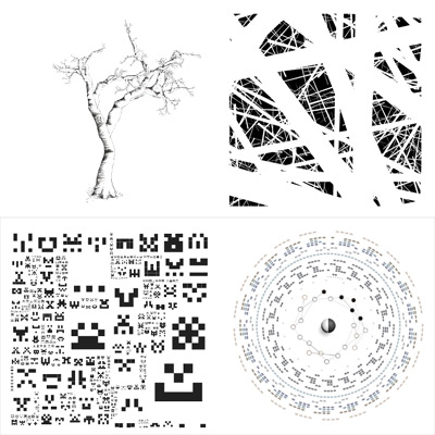 Tree Garden II, Trema Spike, Invader Fractal, Binary Network